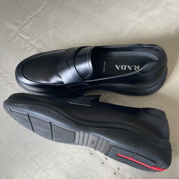 Store display Prada lug sole penny loafers black Oxford flats sz UK 8/US 9 - Picture 6 of 11